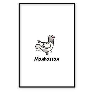 Urban Pigeon Art Print - Black and White